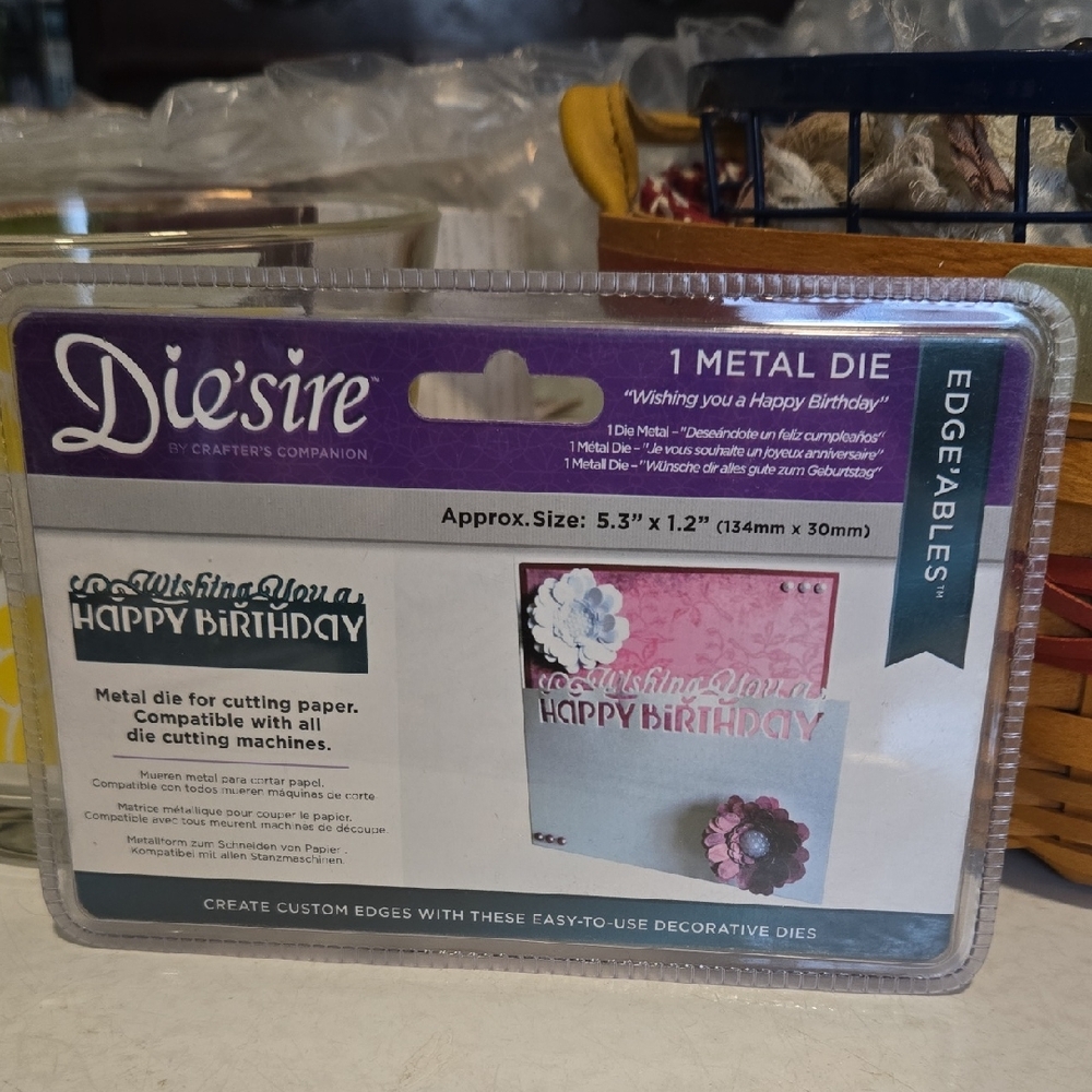 Crafter's Companion Die'sire Wishing You A Happy Birthday Edge'able Die Set NEW